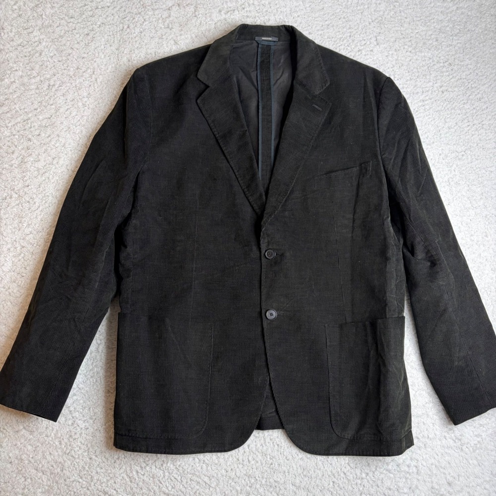 Hermes Mens Black Corduroy Blazer Sport Coat Made in Italy Size 60 G19881